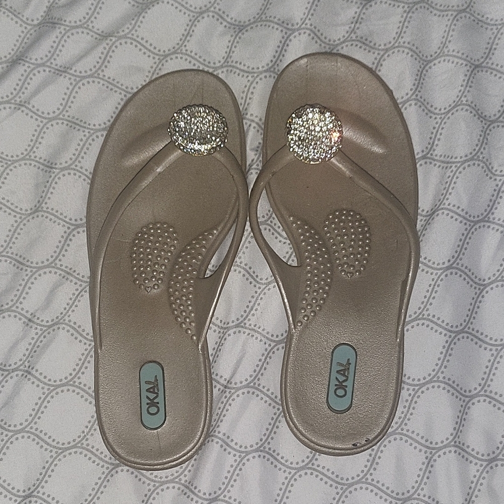 Women's Tan Sandals with Silver Accents